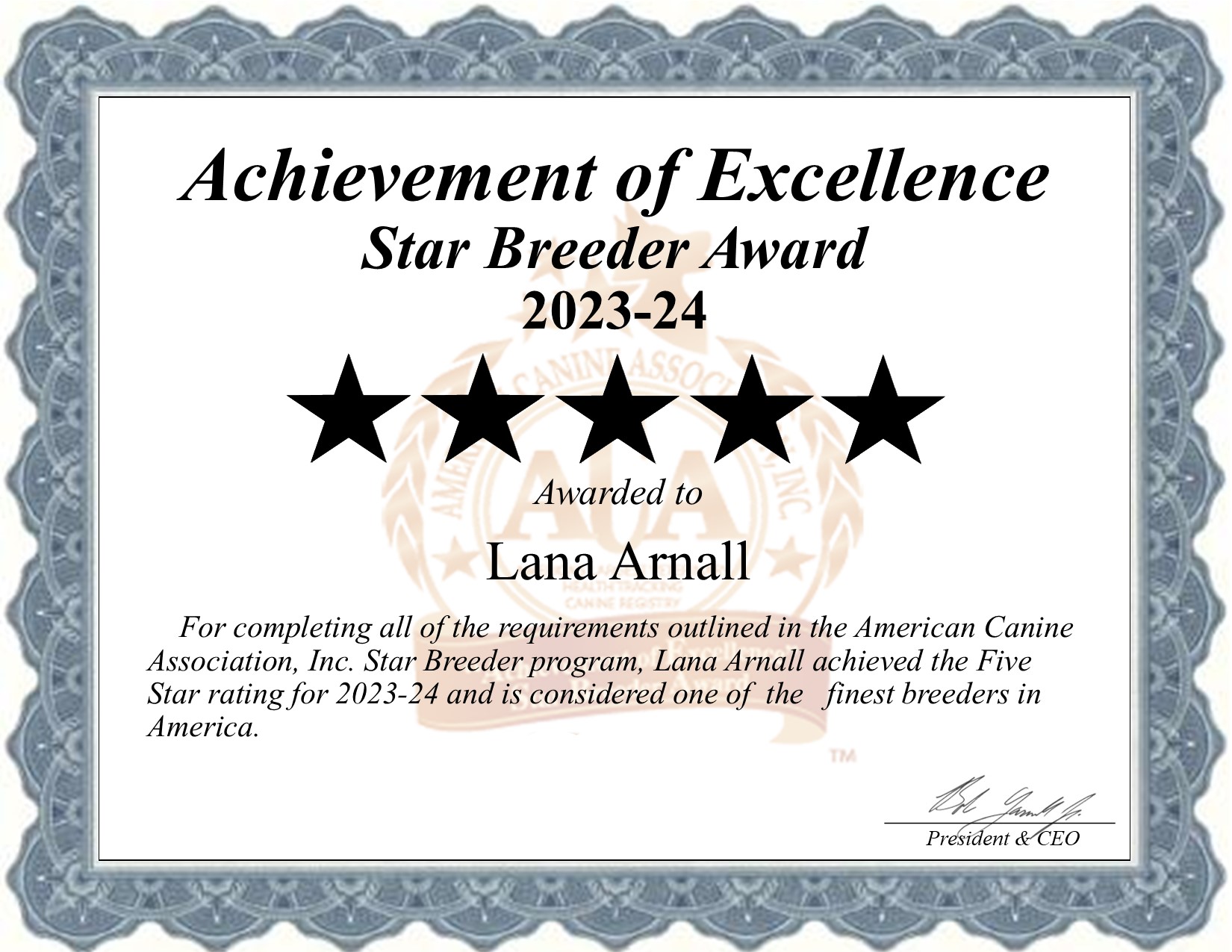 Lana, Arnall, dog, breeder, star, certificate, Lana-Arnall, Hartville, MO, Missouri, puppy, dog, kennels, mill, puppymill, usda, 5-star, aca, ica, registered, Goldendoodles, moda